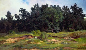 灰色の日のオーク林 1873 古典的な風景 イワン・イワノビッチの木々 Oil Paintings